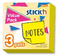 Блок самоклеящийся бумажный Stick`n 27094 76x76мм 300лист. 70г/м2 желтый неон