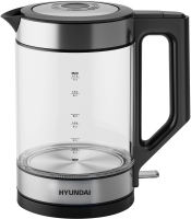 Чайник Hyundai HYK-G3509 1.7л. 2200Вт черный/прозрачный (стекло/пластик)