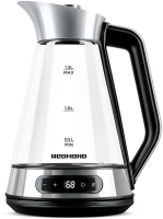 Чайник электрический Redmond KG222 1.5л. 2200Вт серебристый/черный корпус: стекло/сталь