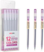 Ручка гелев. Deli A119-PR прозрачный фиол. черн. линия 0.5мм