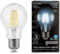 Лампа филам. Gauss Filament A60 10Вт цок.:E27 груша 220B 4100K св.свеч.бел.нейт. (упак.:1шт) (102802210)