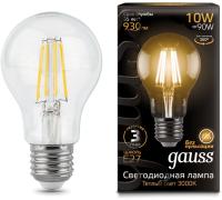 Лампа филам. Gauss Filament A60 10Вт цок.:E27 груша 220B 2700K св.свеч.бел.теп. (упак.:1шт) (102802110)