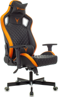 Кресло игровое Knight Outrider черный/оранжевый ромбик эко.кожа с подголов. крестов. металл