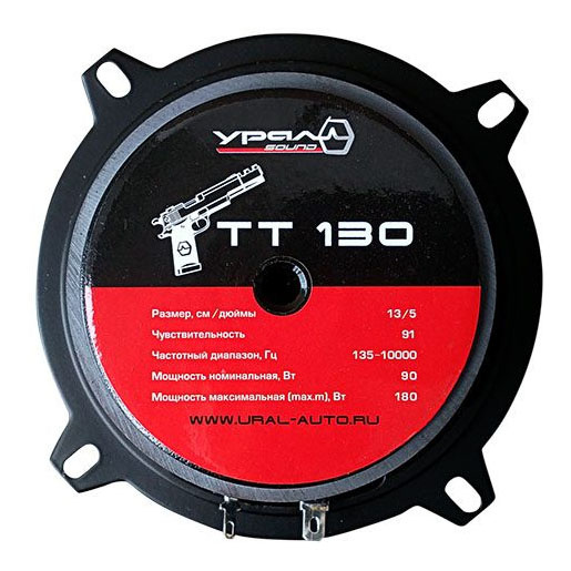 Колонки автомобильные Ural ТТ 130 ДРАЙВ (без решетки) 180Вт 93дБ 4Ом 13см (5дюйм) (ком.:2кол.) среднечастотные однополосные