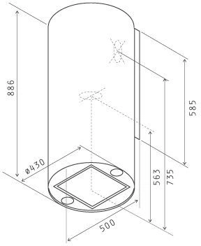 Вытяжка каминная Jet Air Pipe IX/A/43 нержавеющая сталь управление: кнопочное (1 мотор)