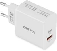 Сетевое зар./устр. Digma DGW3D 30W 3A (PD+QC) USB-C/USB-A универсальное белый (DGW3D0F110WH)