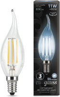 Лампа филам. Gauss Filament 11Вт цок.:E14 (упак.:10шт) свеча 220B св.свеч.бел.нейт. CF35 (104801211)