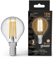Лампа филам. Gauss Filament 13Вт цок.:E14 шар 220B св.свеч.бел.теп. (упак.:10шт) (105801113)