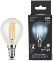Лампа филам. Gauss Filament 5Вт цок.:E14 свеча 220B 4100K св.свеч.бел.нейт. (упак.:1шт) (105801205)