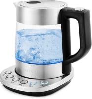 Чайник электрический Kitfort КТ-648 1л. 2200Вт нержавеющая сталь/черный (корпус: стекло)