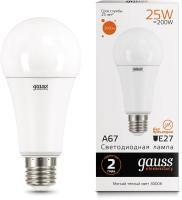 Лампа светодиодная Gauss Elementary 25Вт цок.:E27 груша 220B 3000K св.свеч.бел.теп. A67 (упак.:10шт) (73215)