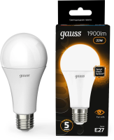 Лампа светодиодная Gauss A70 22Вт цок.:E27 (упак.:10шт) груша 220B св.свеч.бел.теп. (102502122)