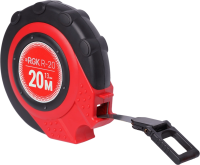 Рулетка строительная RGK R20 дл.полотна 20м изм.шкала в см зацеп простой красный/черный (755894)