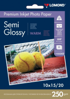Фотобумага Lomond 1103305 10x15/250г/м2/20л./тепло-белый полуглянцевое для струйной печати