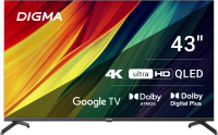 Телевизор QLED Digma 43" DM-LED43UQB31 Google TV Frameless Metal черный/черный 4K Ultra HD 60Hz MEMC DVB-T DVB-T2 DVB-C DVB-S DVB-S2 USB WiFi Smart TV
