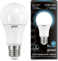 Лампа светодиодная Gauss A60 12Вт цок.:E27 груша 220B 4100K св.свеч.бел.нейт. A60 (упак.:1шт) (102502212)