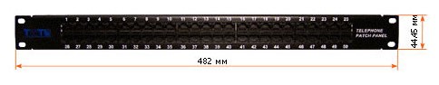 Патч-панель Lanmaster TWT-PP50TEL45 19" 1U 50xRJ45 кат.3 UTP