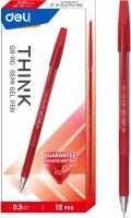 Набор ручек шариков. Deli Think EQ8-RD красн. черн. (12шт) линия 0.5мм