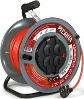 Удлинитель силовой Ресанта СУ-3х2,5КГ-30/3 (61/118/9) 3x2.5кв.мм 4розет. 30м ПВС 16A метал.катушка черный