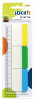 Закладки самокл. разделители пластиковые Stick`n 21359 37x50мм 3цв.в упак. 10лист с цветным краем на линейке европодвес