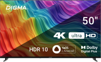 Телевизор LED Digma 50" DM-LED50UBB33 Smart Яндекс.ТВ Frameless черный/4K Ultra HD/DVB-T/60Hz/DVB-T2