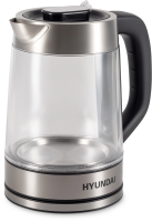 Чайник Hyundai HYK-G4015 1.7л. 2200Вт черный/серебристый (стекло)