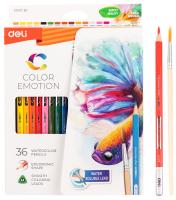 Карандаши цв. Deli EC00730 Color Emotion акварель. липа 36цв. коробка/европод.