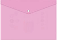Конверт на кнопке Бюрократ Pastel -PKPAST/PINK A4 пластик 0.18мм розовый