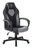 Кресло игровое Zombie GAME 17 черный/серый текстиль/эко.кожа крестов. пластик