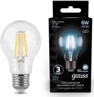 Лампа филам. Gauss Filament A60 6Вт цок.:E27 груша 220B 4100K св.свеч.бел.нейт. (упак.:1шт) (102802206)