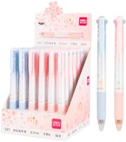 Ручка шариков. автоматическая Deli S311 ассорти ассор. черн. линия 0.7мм резин. манжета