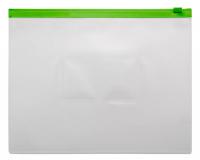 Папка на молнии ZIP Бюрократ -BPM5AGRN A5 полипропилен 0.15мм карм.для визит. цвет молнии зеленый