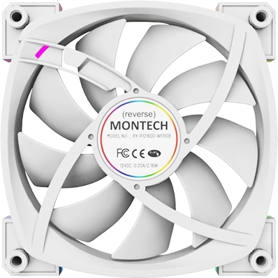 Вентилятор для корпуса Montech RX120 Reverse ARGB 120х120x25 белый 4-pin 27дБ (RX120 PWM WHITE) Ret
