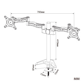 Кронштейн для мониторов Cactus CS-VM-D08-BK черный 13"-27" макс.8кг настольный поворот и наклон
