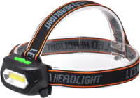 Фонарь налобный Gauss GFL409 черный 5Вт лам.:светодиод. 100lx встроенный аккумулятор (GF409)