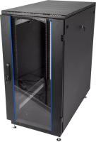 Шкаф коммутационный ЦМО (ШТК-М-18.6.6-1ААА-9005) напольный 18U 600x600мм пер.дв.стекл задн.дв.стал.лист 2 бок.пан. направл.под закл.гайки 270кг черный 455мм 48.6кг 180град. 960мм IP20 сталь