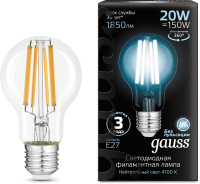 Лампа светодиодная Gauss Filament 102902220 20Вт цок.:E27 (упак.:10шт) груша 220B св.свеч.бел.нейт.