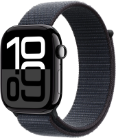 Смарт-часы Apple Watch Series 10 A2999 46мм 2.1" OLED корп.черный Sport Loop рем.черный разм.брасл.:145-220мм (MWWR3LW/A)