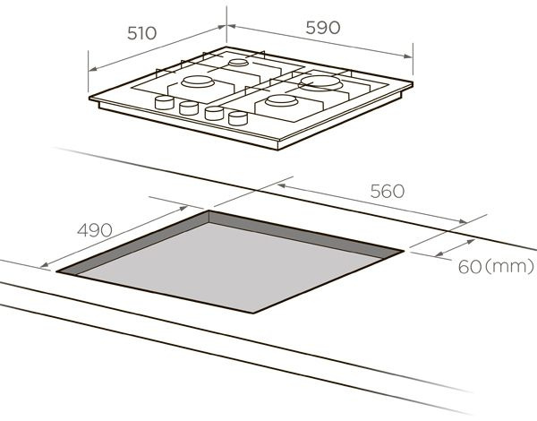 Газовая варочная поверхность Midea MG606B черный