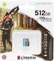 Флеш карта microSDXC 512Gb Class10 Kingston SDCG3/512GBSP Canvas Go! Plus w/o adapter