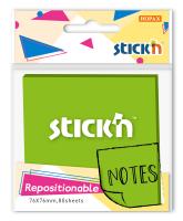 Блок самоклеящийся бумажный Stick`n 27072 76x76мм 80лист. 70г/м2 зеленый неон 1цв.в упак.