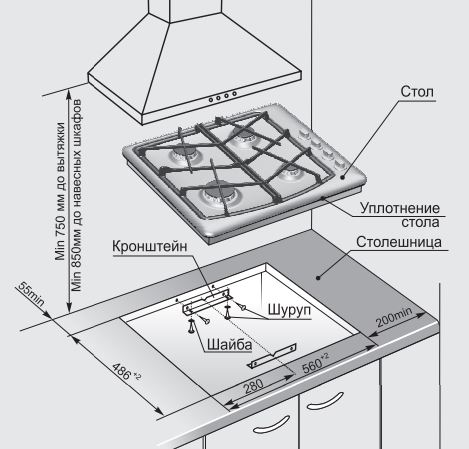 Газовая варочная поверхность Gefest СГ СН 1211 К3 черный