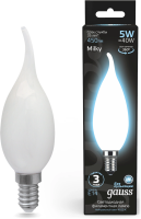 Лампа филам. Gauss Filament 5Вт цок.:E14 (упак.:10шт) свеча 220B св.свеч.бел.нейт. (104201205)