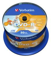 Диск DVD-R Verbatim 4.7Gb 16x Cake Box (50шт) Printable (43533)