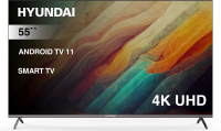 Телевизор LED Hyundai 55" H-LED55BU7006 Android TV Frameless Metal черный 4K Ultra HD 60Hz DVB-T DVB-T2 DVB-C DVB-S DVB-S2 USB WiFi Smart TV