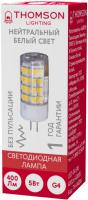 Лампа светодиодная Thomson TH-B4206 5Вт цок.:G4 капсул. 220B 4000K св.свеч.бел.нейт. (упак.:1шт)