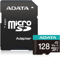 Флеш карта microSDXC 128Gb Class10 A-Data AUSDX128GUI3V30SA2-RA1 Premier Pro + adapter