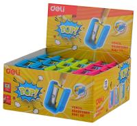 Точилка для карандашей ручная Deli ER00100 PoP 1 отверстие пластик ассорти дисплей