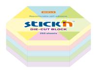 Блок самоклеящийся бумажный Stick`n 21826 61x70мм 250лист. пастель ассорти "гексагон"