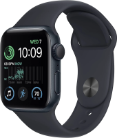 Смарт-часы Apple Watch SE 2024 A2722 40мм OLED корп.темная ночь Sport Band рем.темная ночь разм.брасл.:140-190мм (MXE73LL/A)
